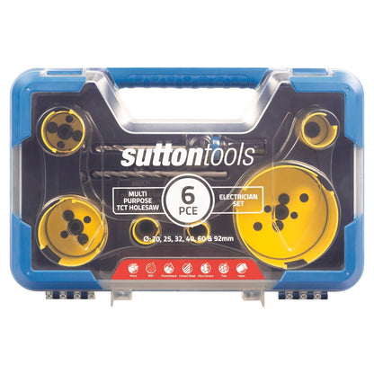 Sutton Tools Multi Purpose Electrician Holesaw Set - 6 Piece - 92mm