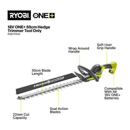 Ryobi ONE+ Hedge Trimmer R18HTR40 - Tool Only