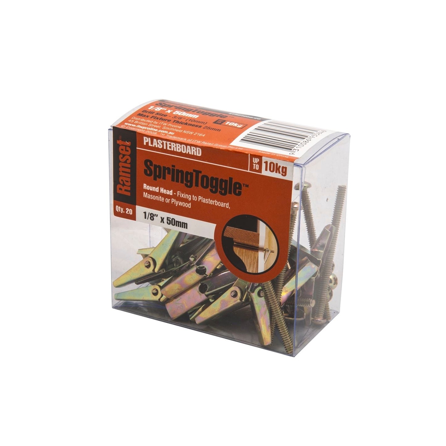 Ramset Spring Toggle Anchor - 1/8" x 50mm - 20 Pack