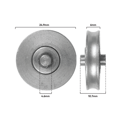Rolltrak Concave Roller - 25mm - Stainless Steel - 25kg