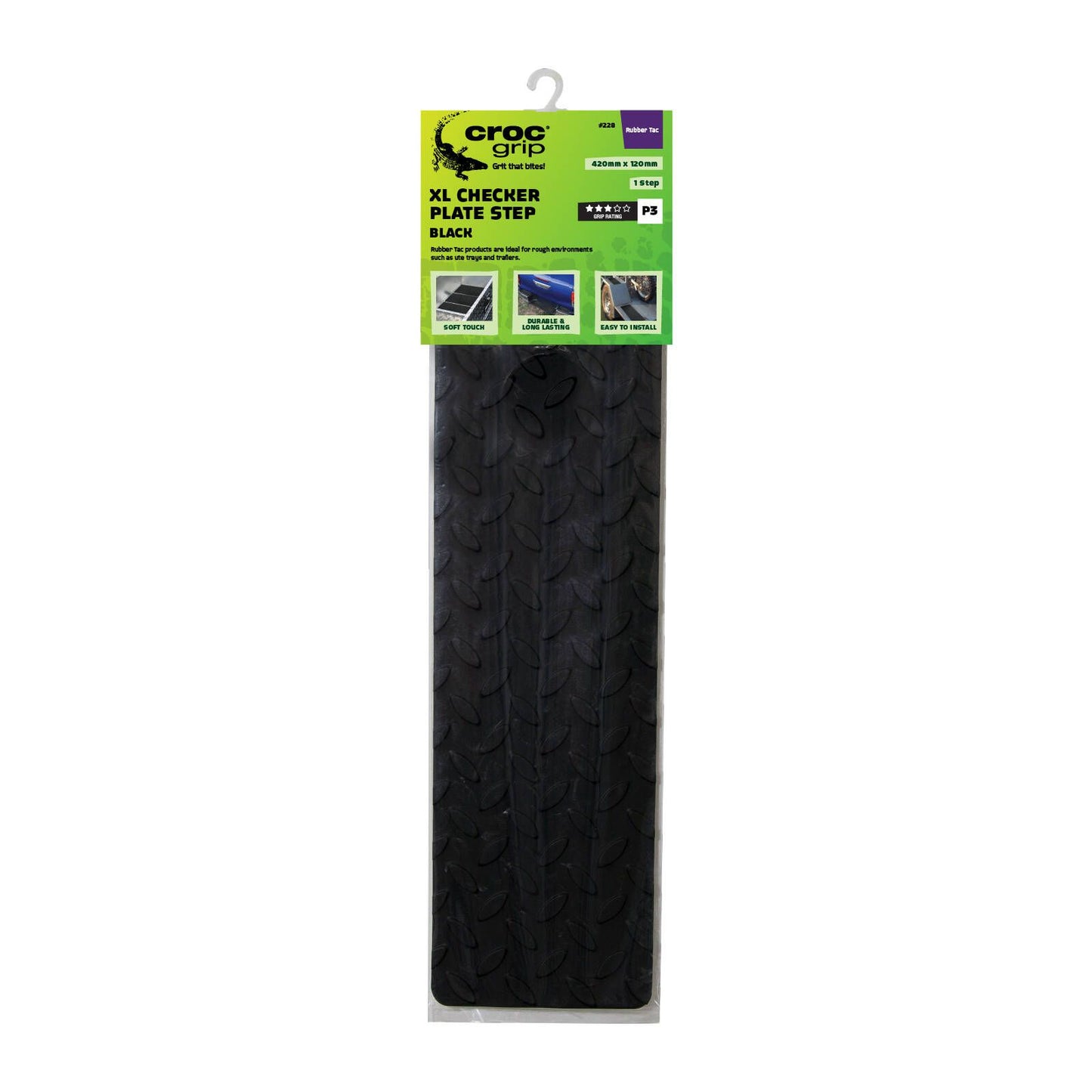 Croc Grip Checker Plate Rubber Step - 420mm x 120mm