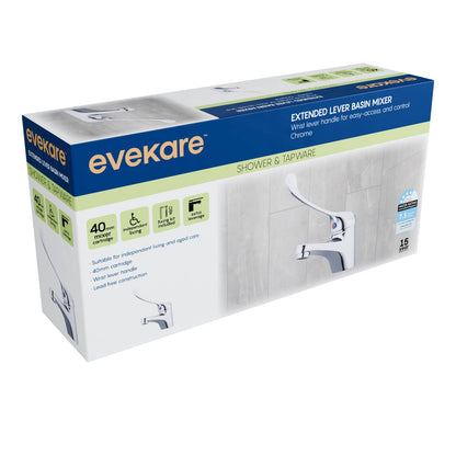 Evekare Chrome Extended Wrist Lever Basin Mixer - 130 x 260mm