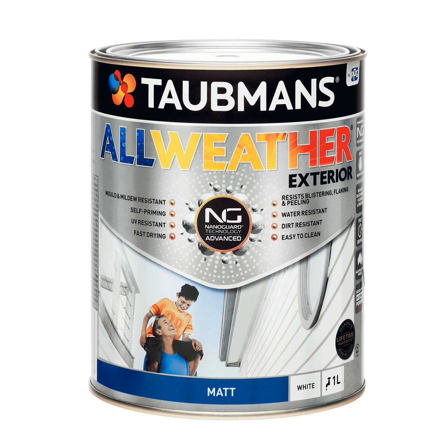 Taubmans All Weather Exterior Paint - 1L - White - Matt