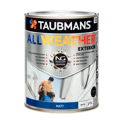 Taubmans All Weather Exterior Paint - 1L - White - Matt