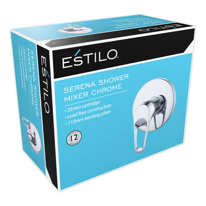 Estilo Serena Shower Mixer Chrome - Lead Free Construction, 35mm Cartridge, 115mm Backing Plate