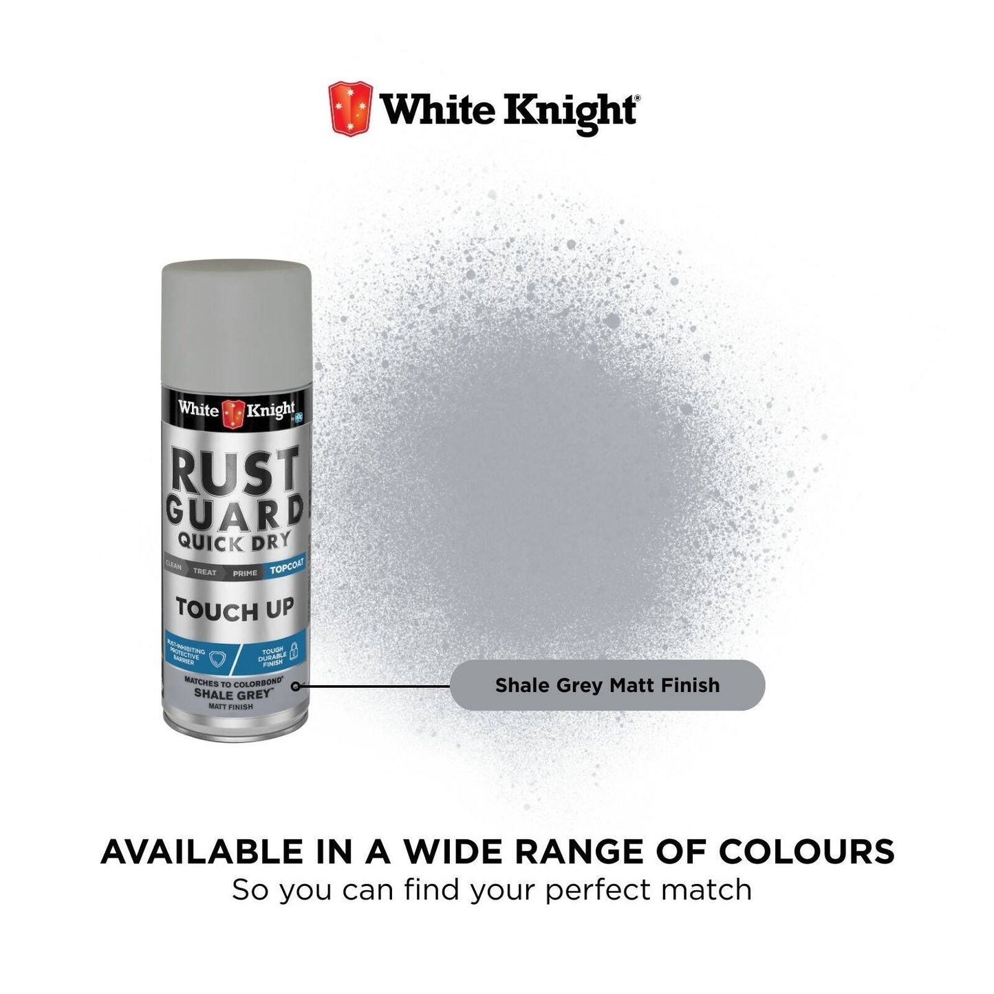White Knight Rust Guard Touch Up Spray Paint - 300g - Shale Grey Matt