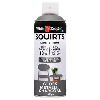 White Knight Squirts Metallic Charcoal Gloss Spray Paint - 310g