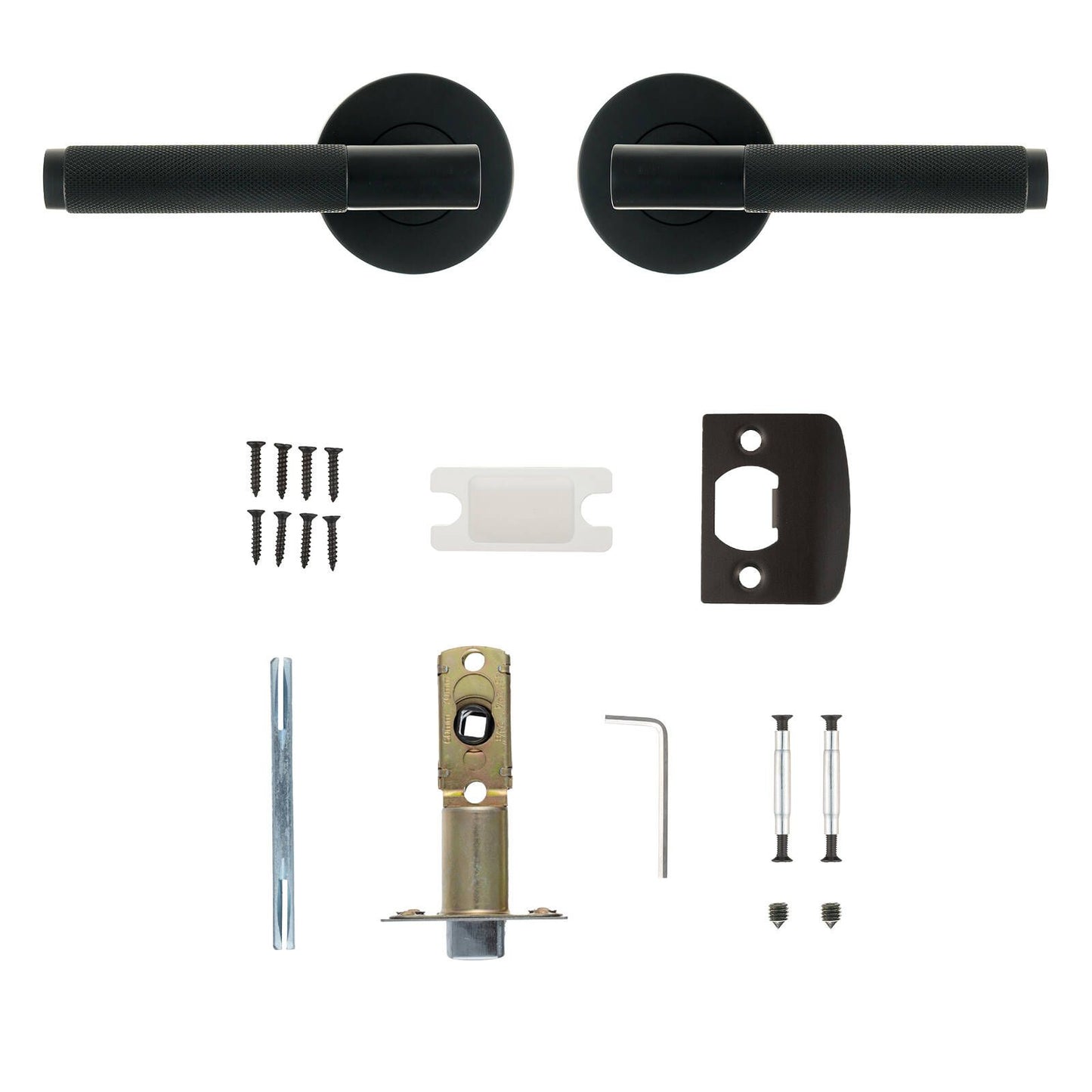 Ikonic Black Matte Knurled Passage Lever Set