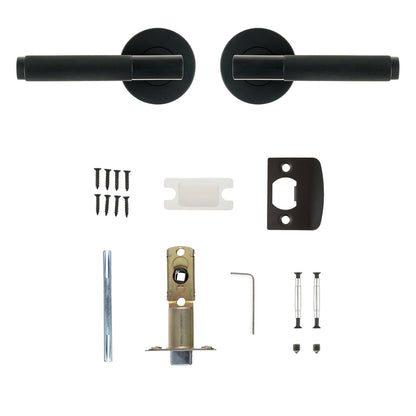 Ikonic Black Matte Knurled Passage Lever Set