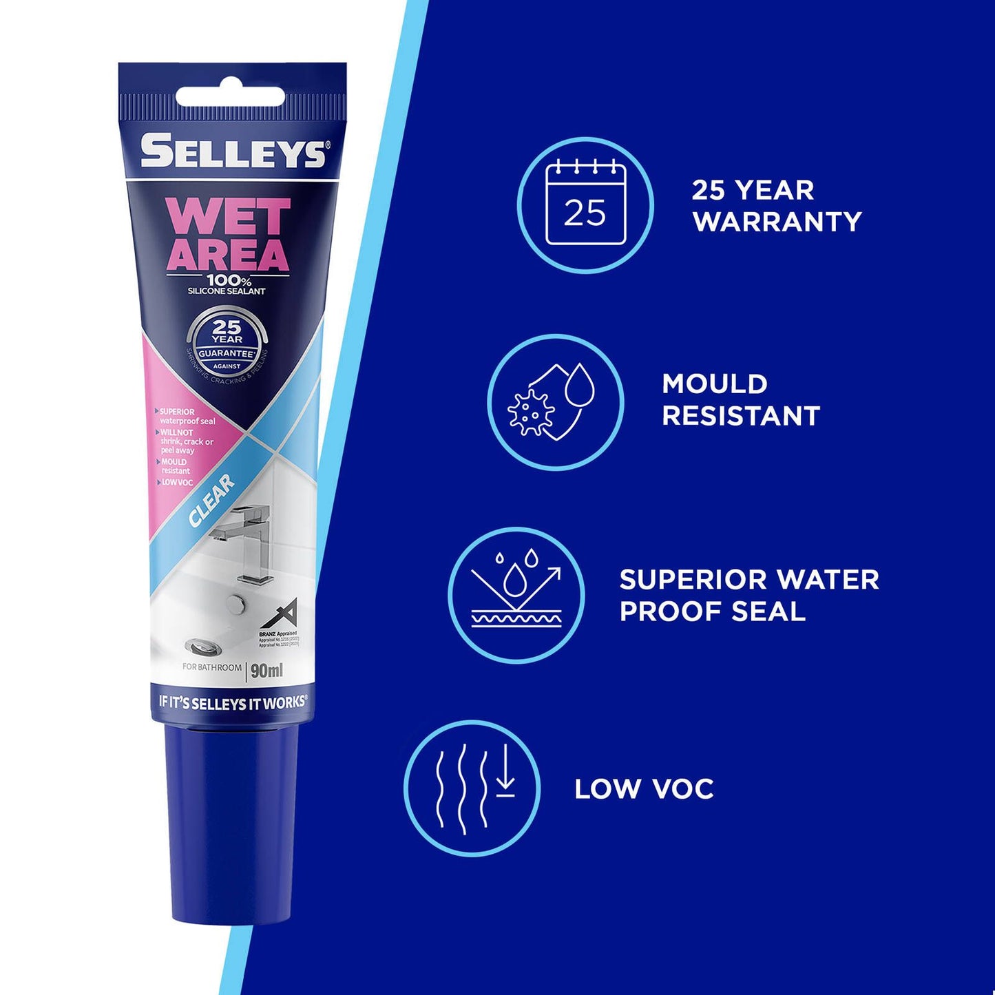 Selleys Clear Silicone Sealant - 90ml