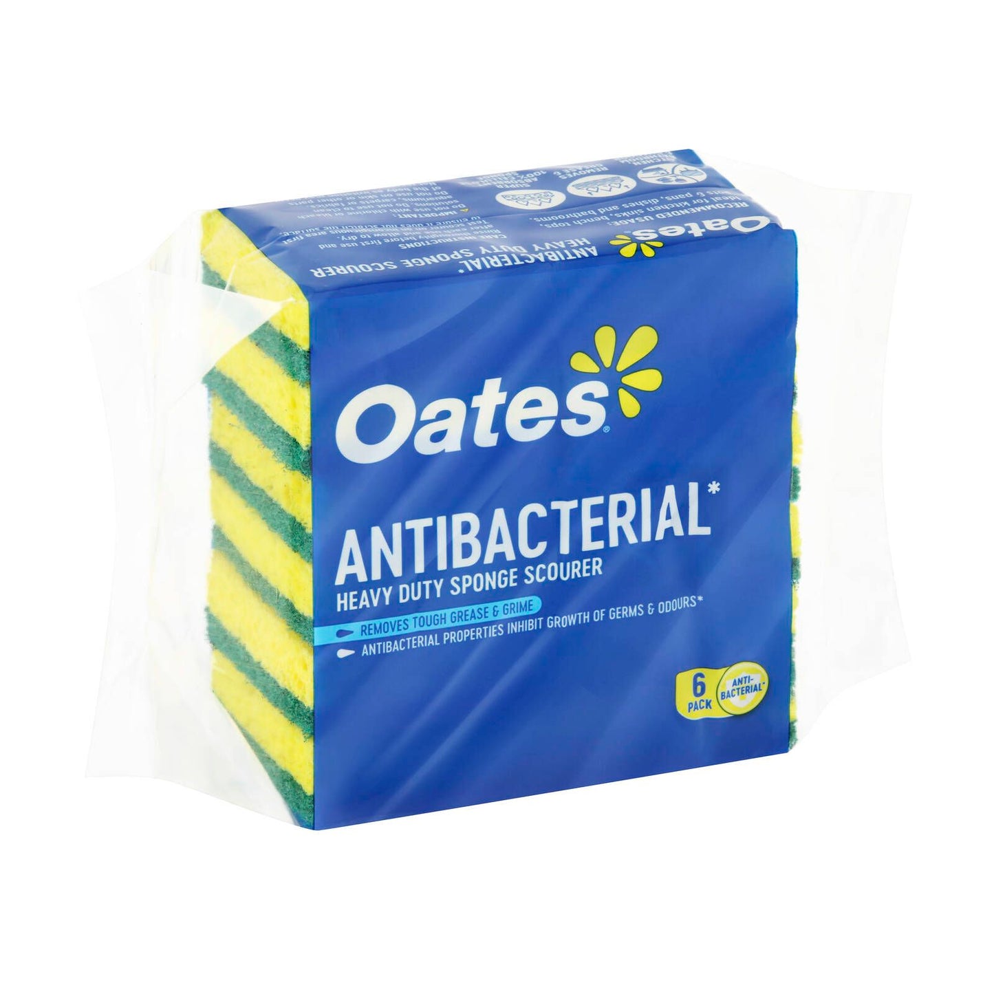 Oates Antibacterial Heavy Duty Sponge Scourers - 6 Pack