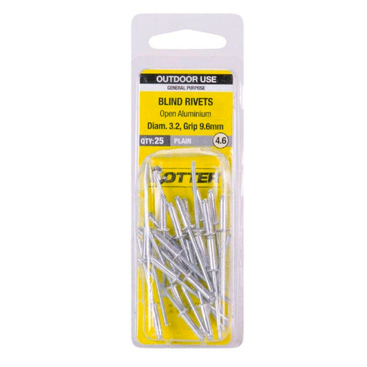 Otter Open Aluminium Blind Rivets - 2 x 9.6mm - 25 Pack