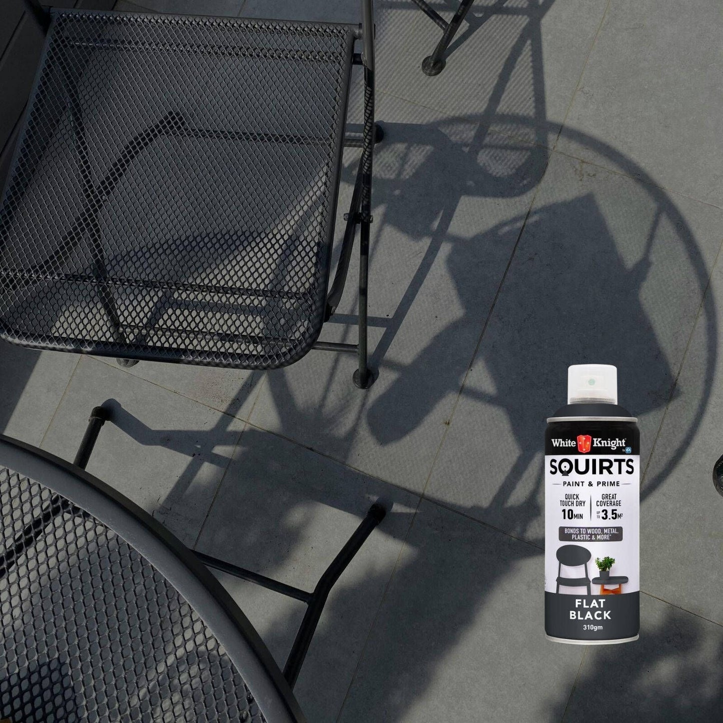 White Knight Squirts Black Flat Spray Paint - 310g
