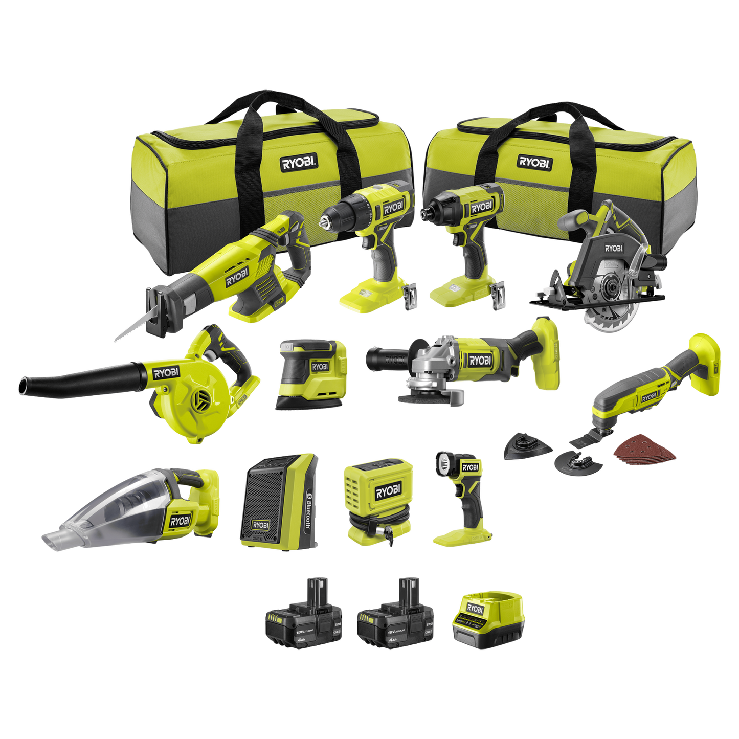 Ryobi ONE+ 12 Piece Kit - 4Ah - 350 x 445 x 615mm