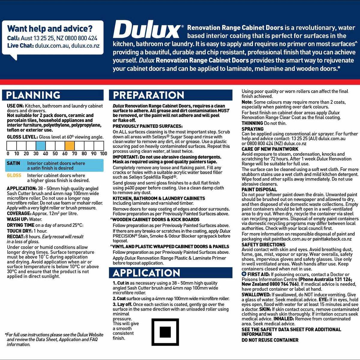 Dulux 1L Domino Gloss Renovation Range Cabinet Doors - 134mm x 107mm x 107mm