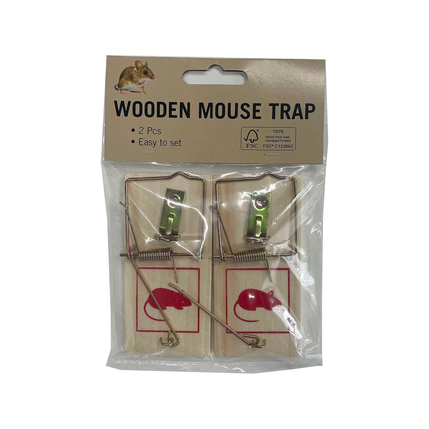 Wooden Mouse Trap - 46 x 98mm - 2 Pack
