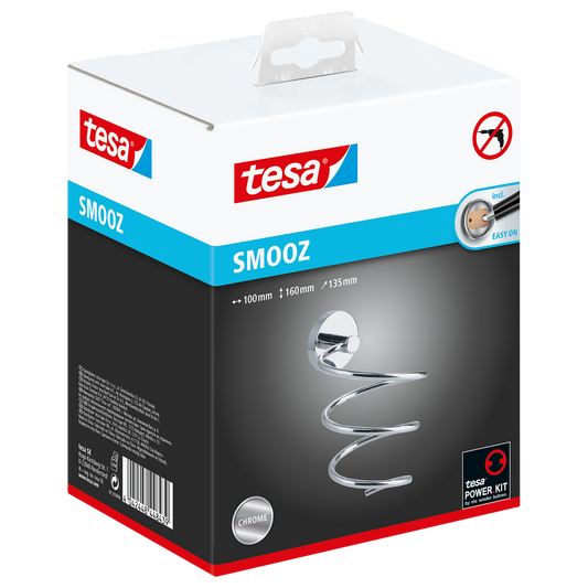 Tesa Smooz Hair Dryer Holder - Chrome - 135 x 100 x 160mm