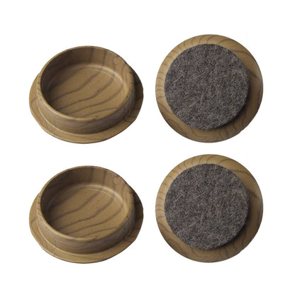 Surface Gard Dark Wood Effect Felt Base Round Castor Cups - 44mm - 4 Pack