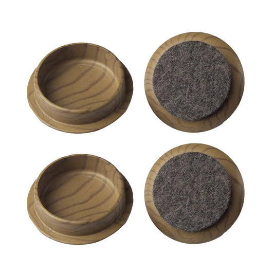 Surface Gard Dark Wood Effect Felt Base Round Castor Cups 44mm 4 Pack