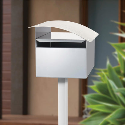Sandleford Ripple Letterbox - 210 x 180 x 290mm - White/Silver