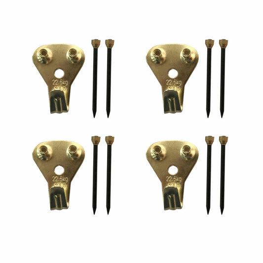 Everhang Picture Hanger - 25kg - Brass Plated - Heavy Duty - 4 Pack