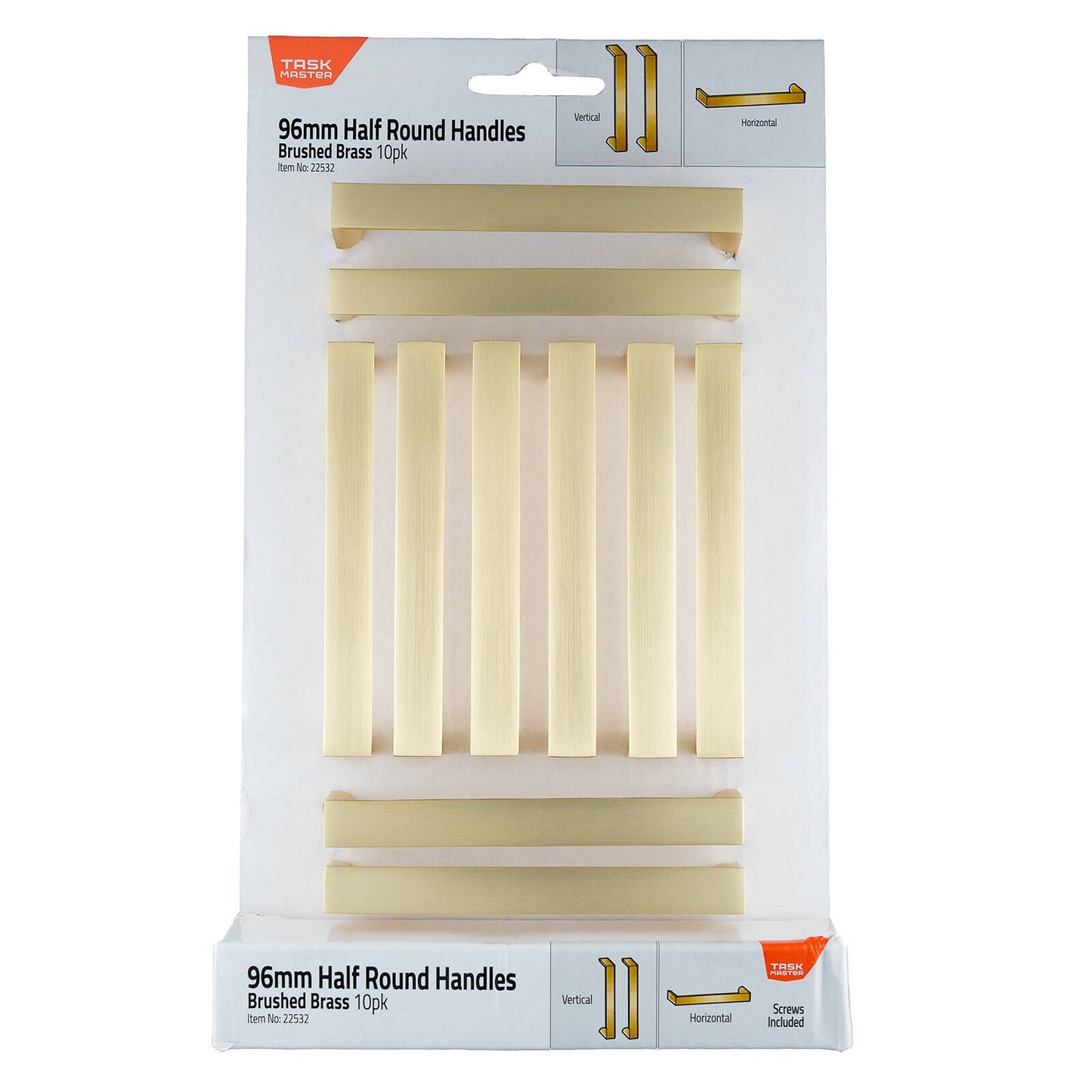 Taskmaster Brushed Brass Round Handle - 96mm - 10 Pack