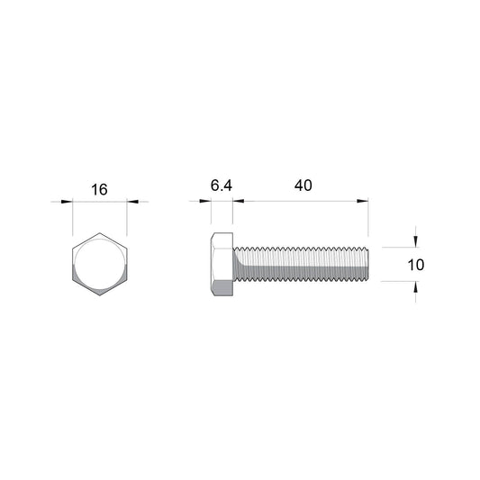 Zenith Stainless Steel 304 Grade Hex Head Bolts and Nuts - M10 x 40mm - 12 Pack