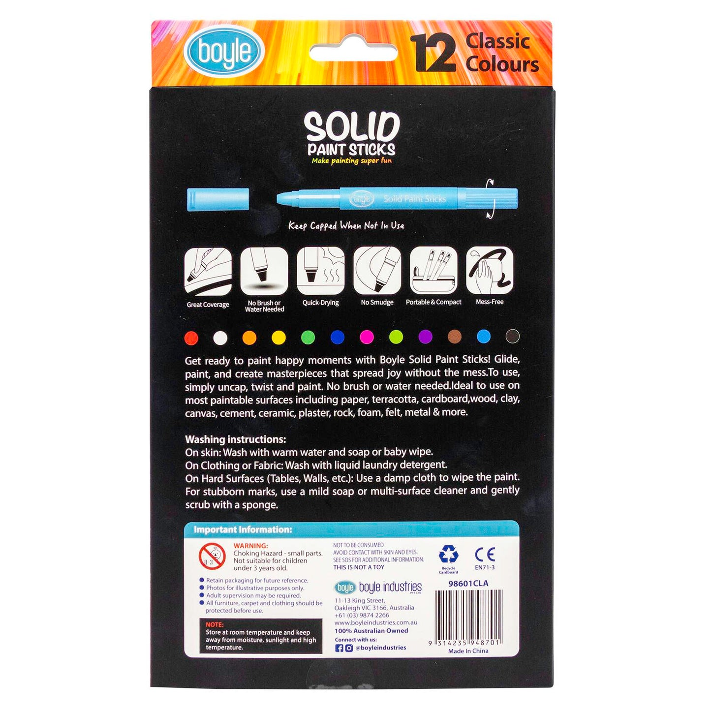 Boyle Solid Paint Sticks - 12 Pack
