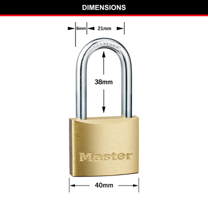 Master Lock Padlock - 40mm - Brass - Dual Locking Levers - 2 Pack