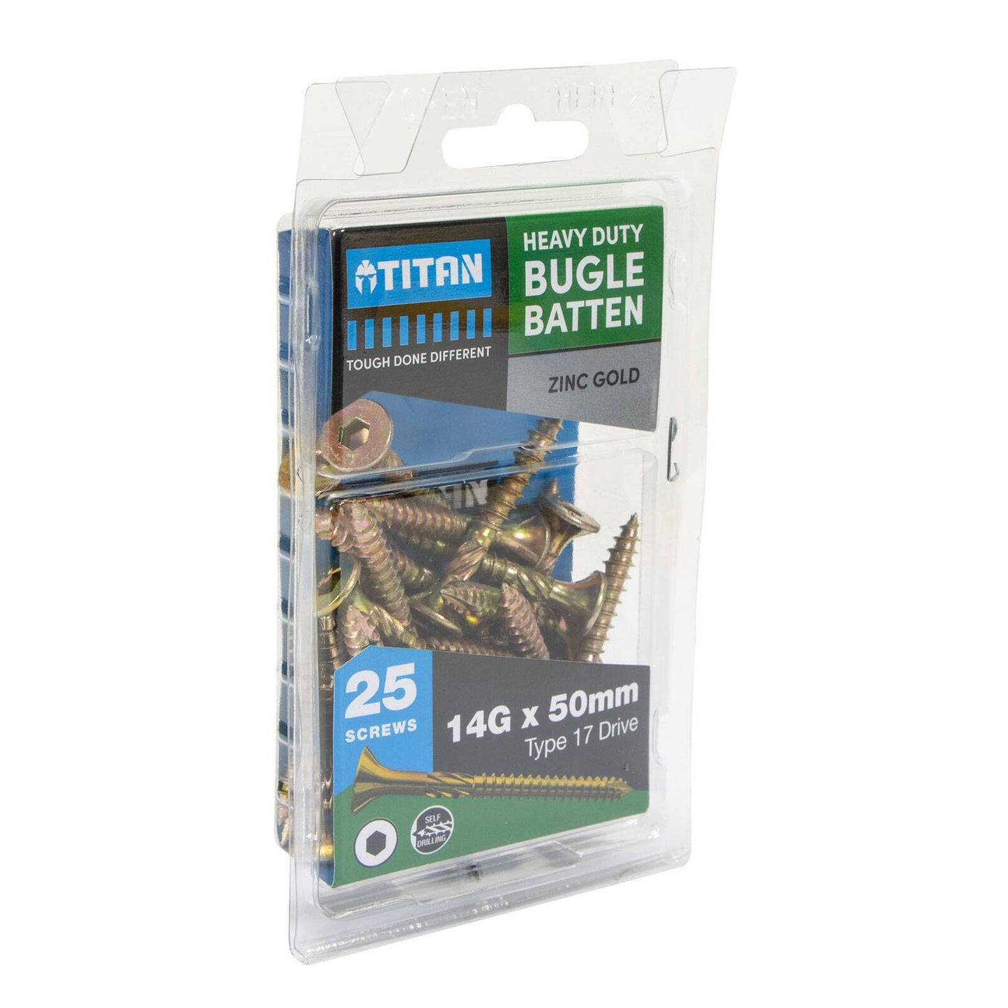 Titan Bugle Batten Screw - 14g x 50mm - Zinc Gold - 25 Pack
