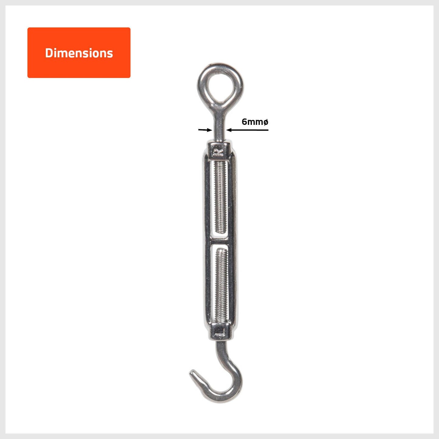 Taskmaster Turnbuckle - 6mm - 90 x 250mm - 6 Pack