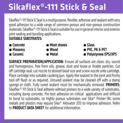 Sika Sikaflex 111 Stick Seal Construction Adhesive - 290ml - White