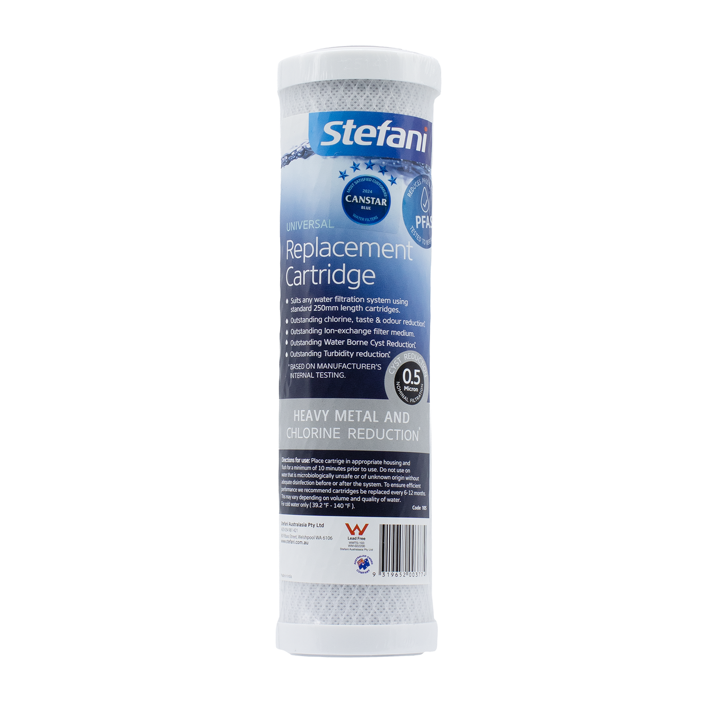 Stefani Lead Reduction Universal Replacement Cartridge - 0.5 Micron - 250mm