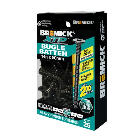 Bremick XTP Bugle Batten - 14g x 50mm - 25 Pack - Black