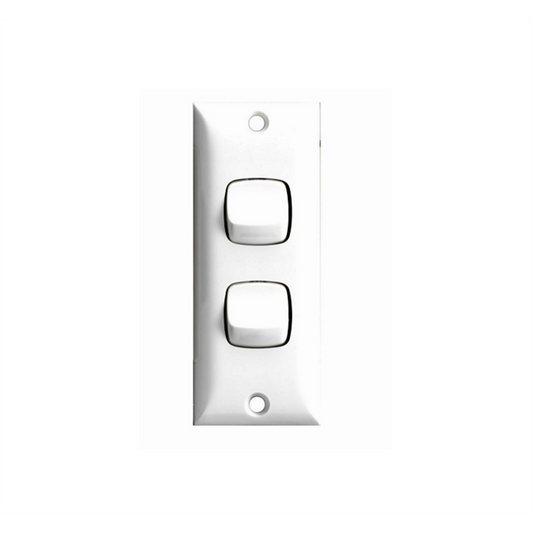 HPM 2 Gang Architrave Switch - 81mm x 32mm