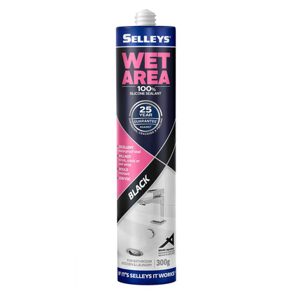 Selleys Wet Area Waterproof Silicone Sealant - 300g - Black