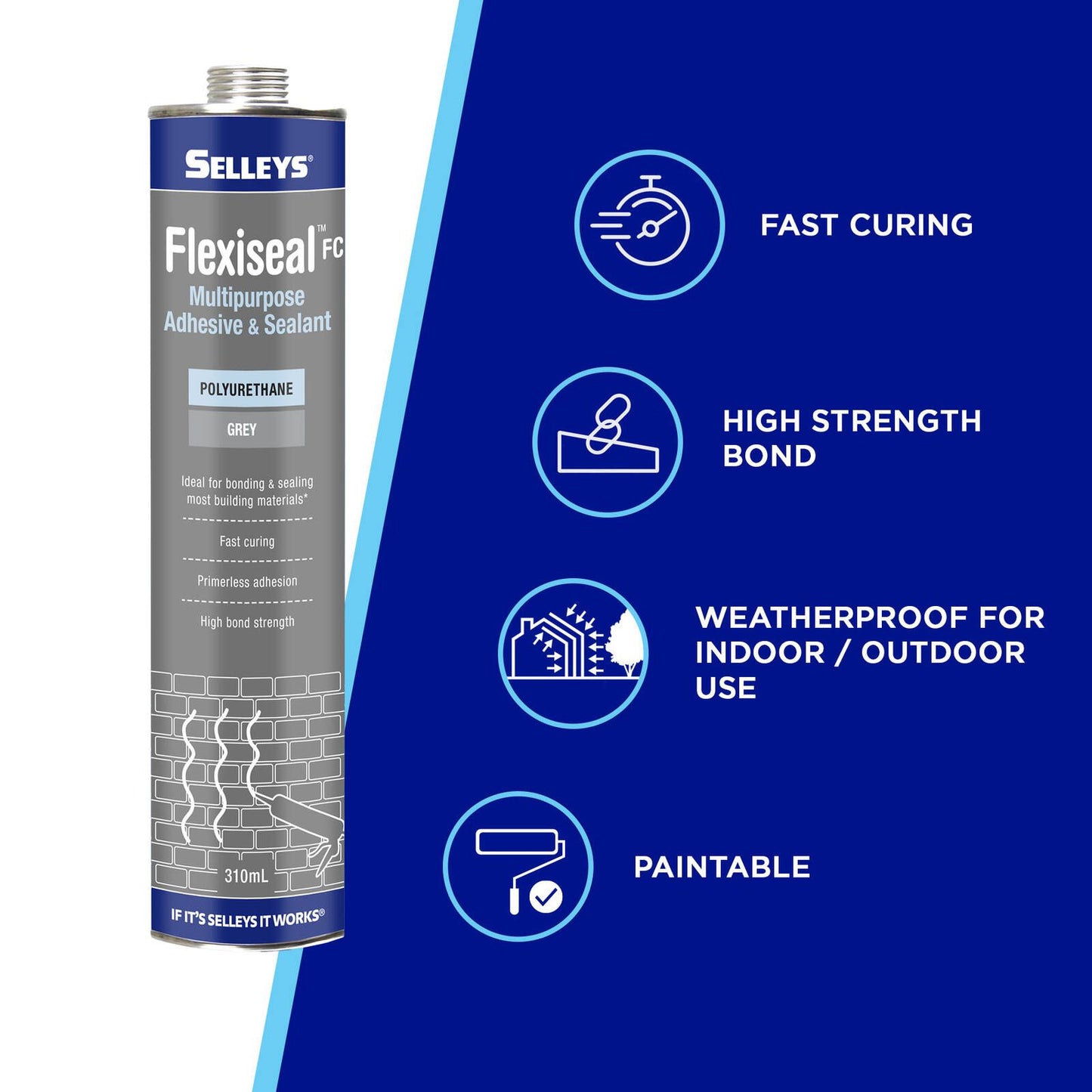 Selleys Grey Flexiseal FC Polyurethane Sealant and Adhesive - 310ml