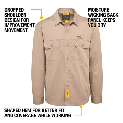 Dewalt Khaki Granite Long Sleeve Button Up Shirt - M