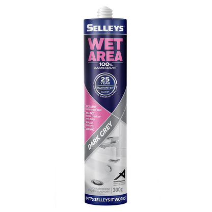 Selleys Wet Area Waterproof Silicone Sealant - 300g - Dark Grey