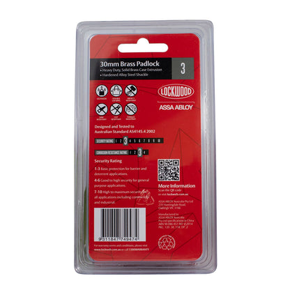 Lockwood Brass Padlock - 30mm