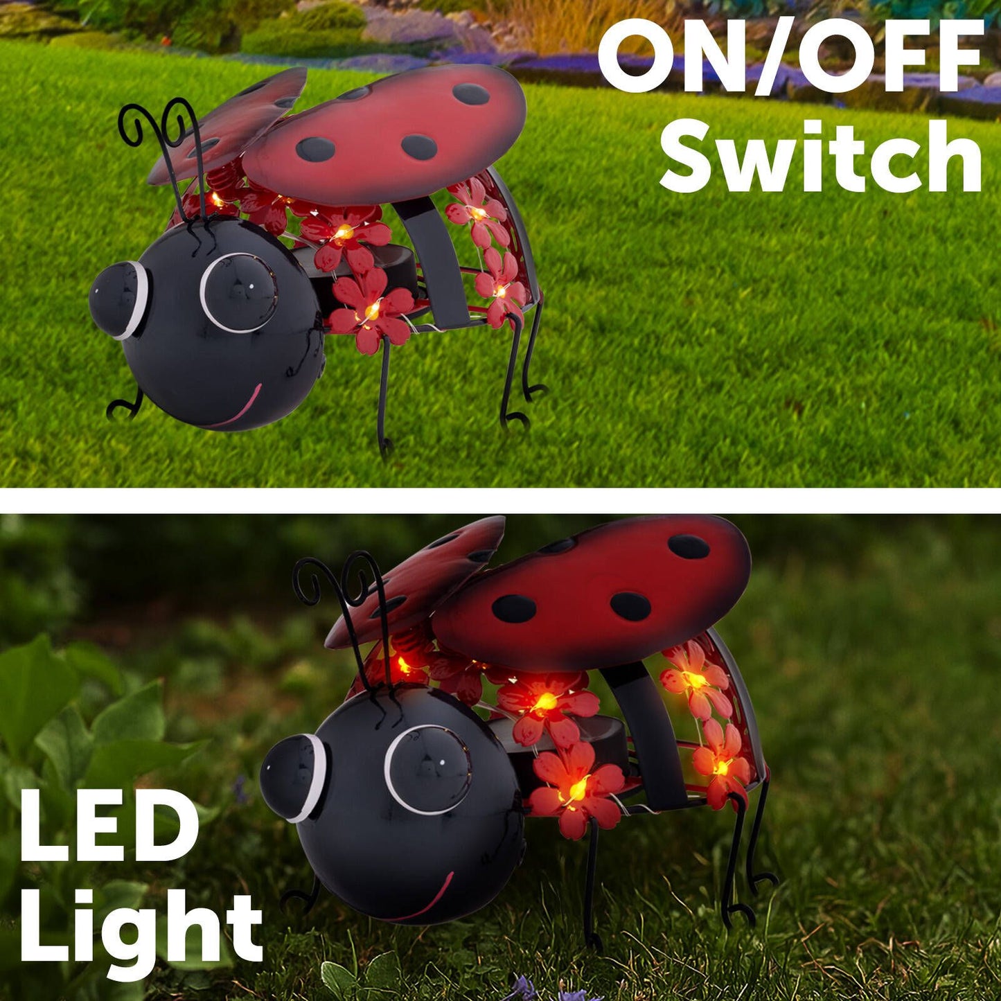 Click Solar Metal Animal Light Bug - Red