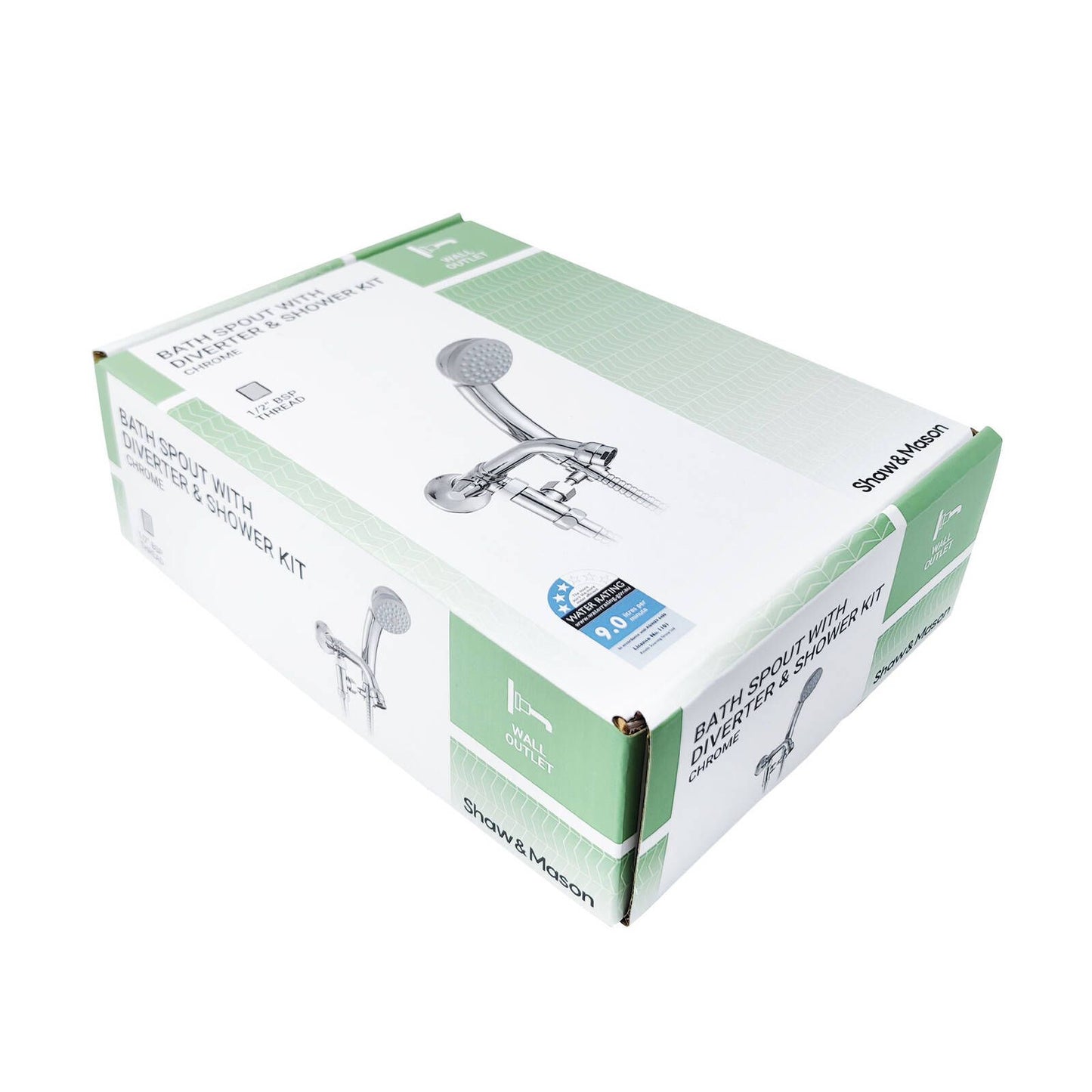 Shaw Mason Chrome Bath Spout with Diverter - 1/2" BSP