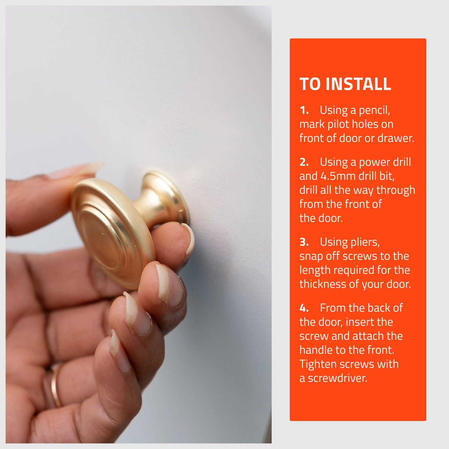Taskmaster Round Cabinet Knob - 34mm - Brushed Brass - 4 Pack