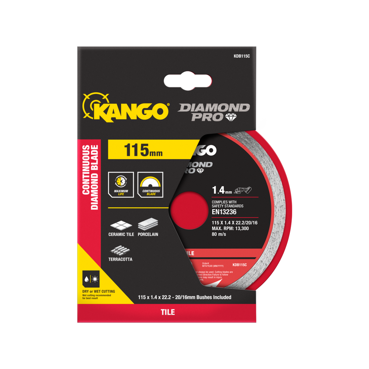 Kango Diamond Saw Blade - 115mm - Continuous Rim - Smooth Cut