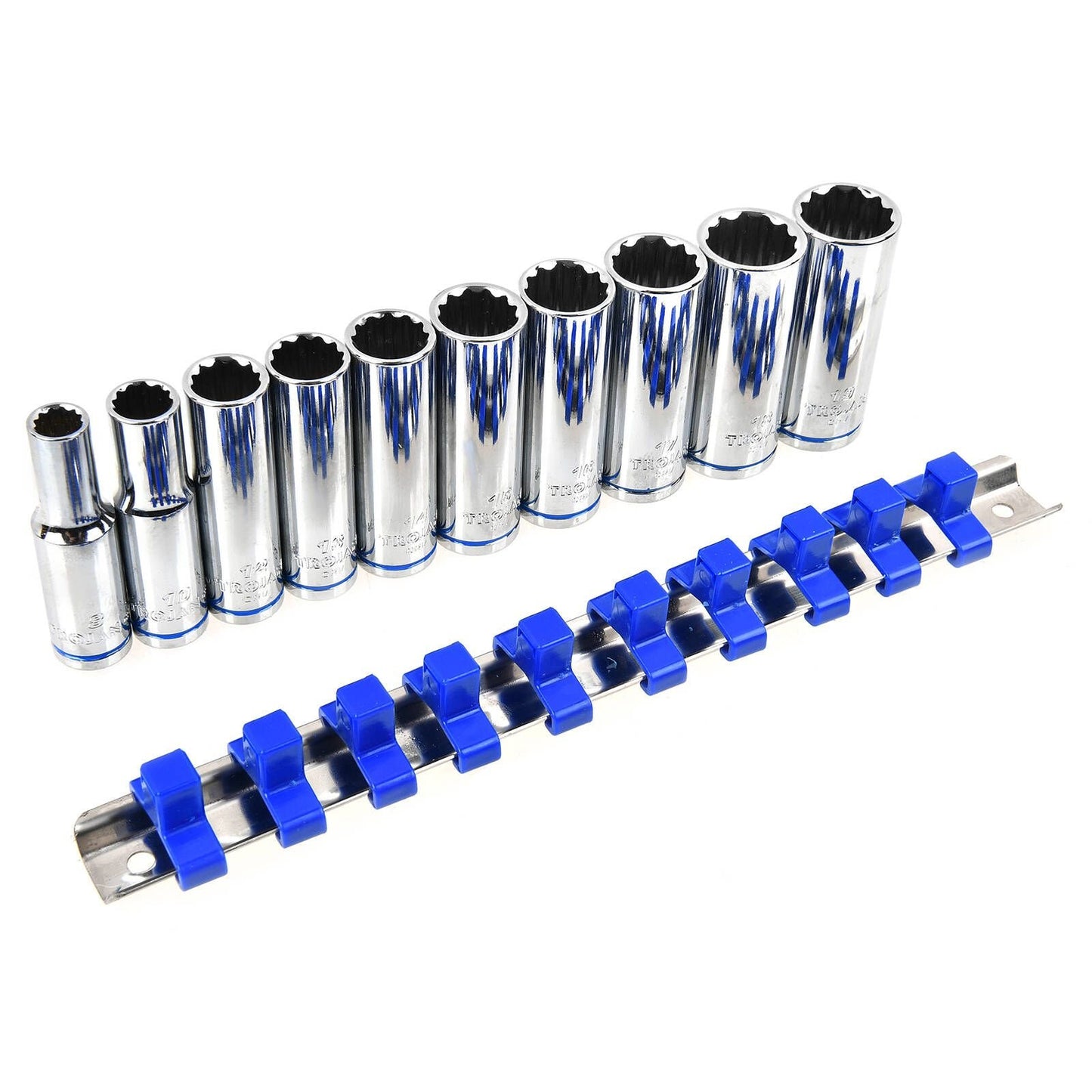 Trojan Deep Socket Rail Set - 3/8" Drive - 8-19mm - 10 Piece
