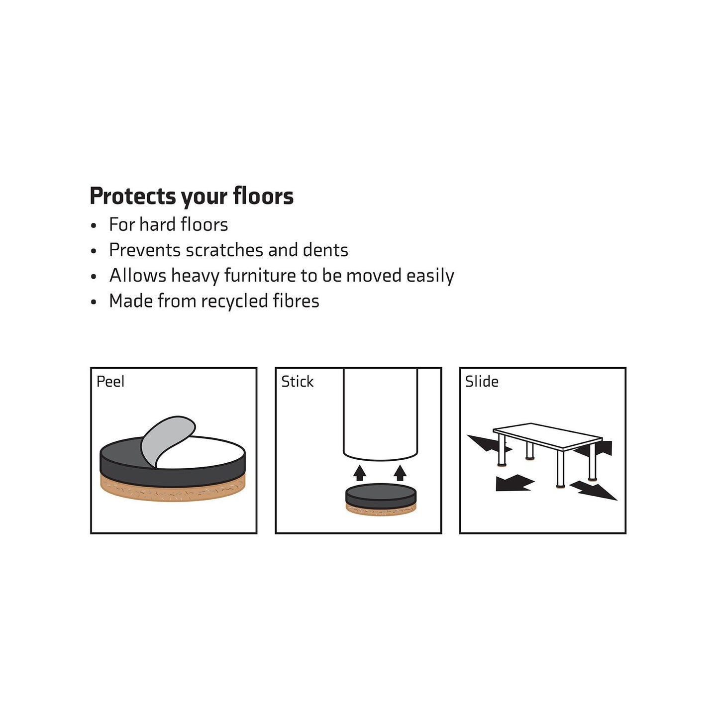 Surface Gard Heavy Duty Felt Sliders - 64mm - 4 Pack