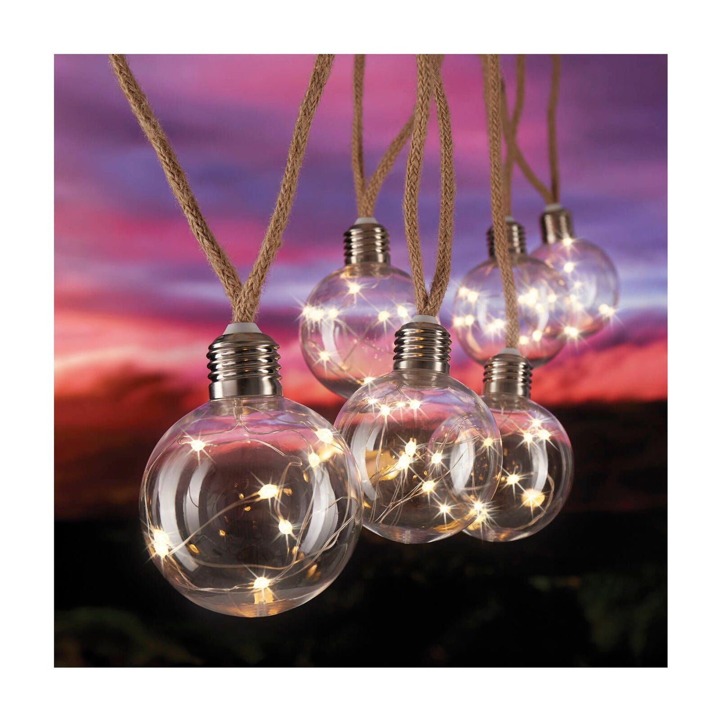 Lytworx Warm White Solar Burlap Rope Lights - 6 Pack - 2.5m