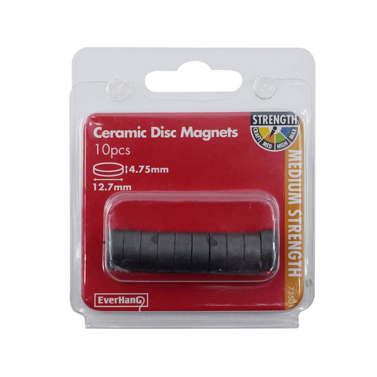 Everhang Ceramic Disc Magnet - 12mm - Ferrite - Lightweight - 10 Pack