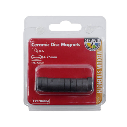 Everhang Ceramic Disc Magnet - 12mm - Ferrite - Lightweight - 10 Pack