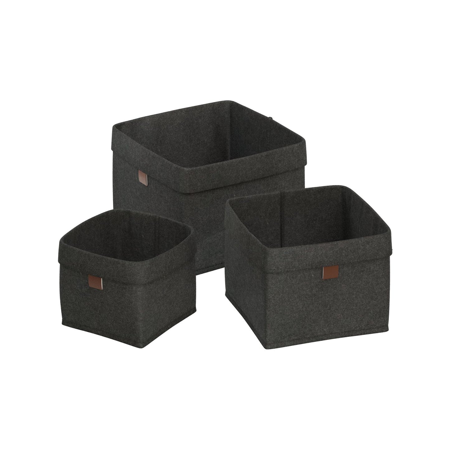 Flexi Storage Living Dark Grey Square Felt Baskets - Set of 3 - 210 x 160mm